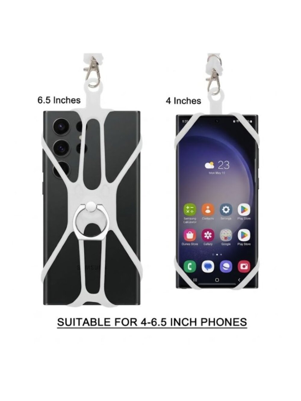 ⭐Cell Phone Lanyard Universal Adaptable Neck Phone Holder Silicone Gray New